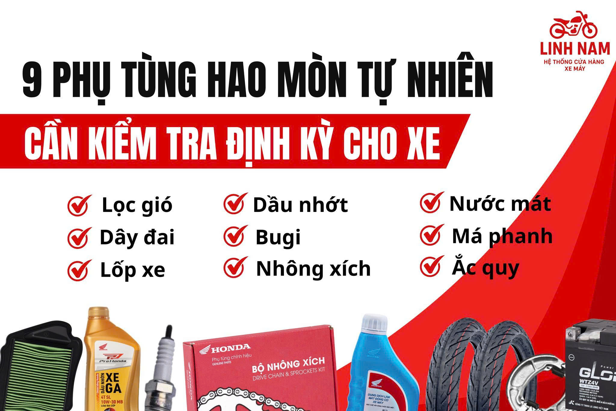 9 phụ tùng hao mòn tự nhiên cần kiểm tra định kỳ cho xe
