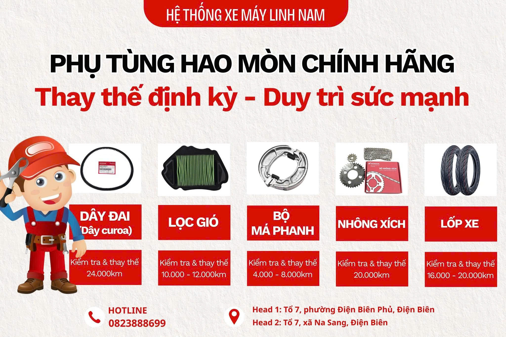 PHỤ TÙNG HAO MÒN CHÍNH HÃNG: THAY THẾ ĐỊNH KỲ - DUY TRÌ SỨC MẠNH